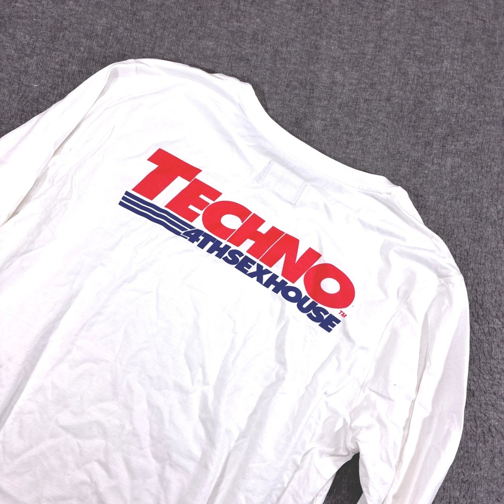 Brandblack Techno 4thsexhouse Long Sleeve Shirt Mens XL‎ White Graphic Tee